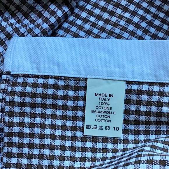 Pal Zileri light brown checkered cotton shirt Sz 15 3/4 , 40  made in Italy 🇮🇹 - Picture 5 of 9